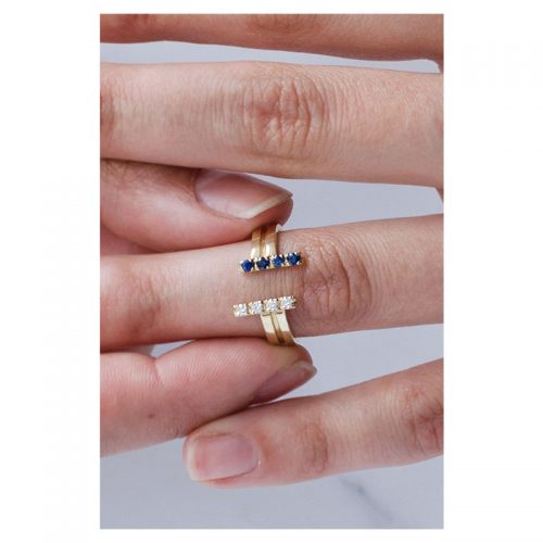 'Brizas' yellow gold ring with sapphires and diamonds